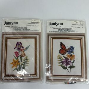 Janlynn Counted Cross Stitch Kit Lot Hummingbird Monarch Butterfly Flower 8x11"